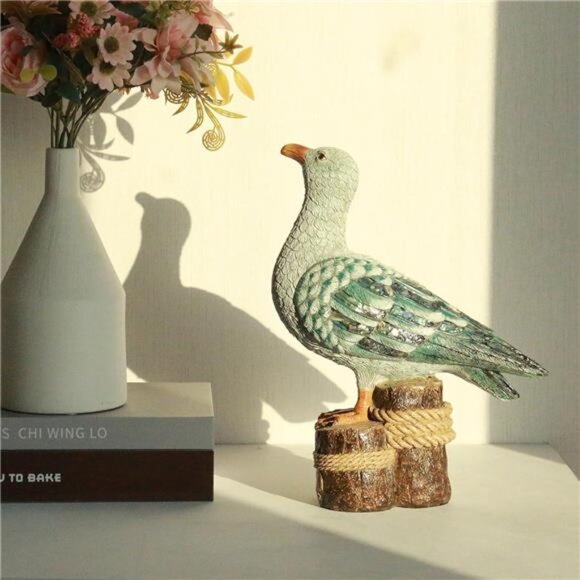 Standing Seagull Statue Decor Coastal Themed Decorative Sculpture Resin, 11'' - Picture 4 of 7